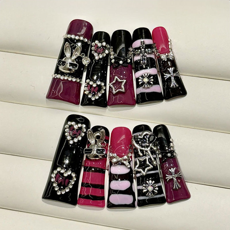 Mixed Pattern Handmade Multi Color Nail Art Design