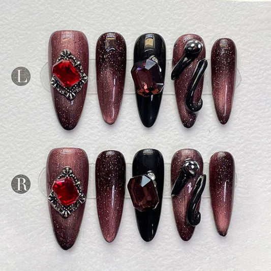 Brown Glitter Stiletto Nails - Sparkle Elegance