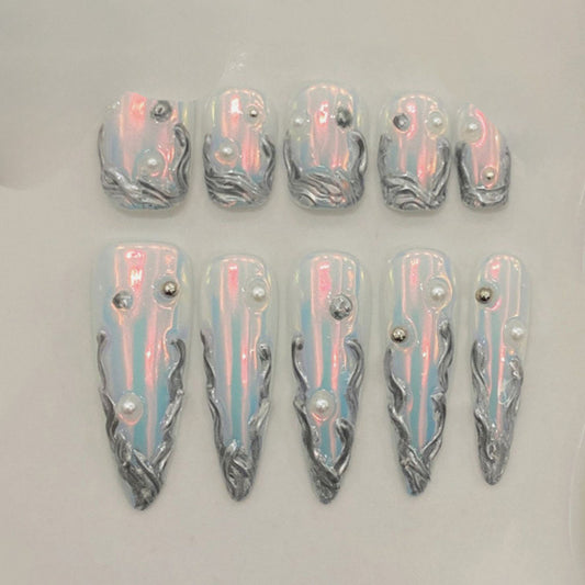A/B Style Chrome Mirror Press-On Nails Set