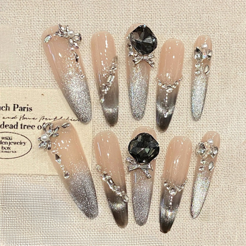 Stiletto Long Press-On Nails - Crystal Glitter