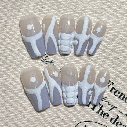 KAPOWNAILS Handmade Coffin Medium Skeleton Nails
