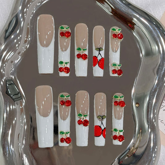 Nails Cherry Pattern Handmade Press On Fruit Nail Art