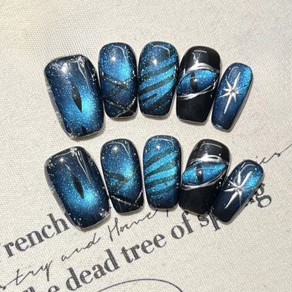 Halloween Galaxy Witch Coffin Short Press On Nails