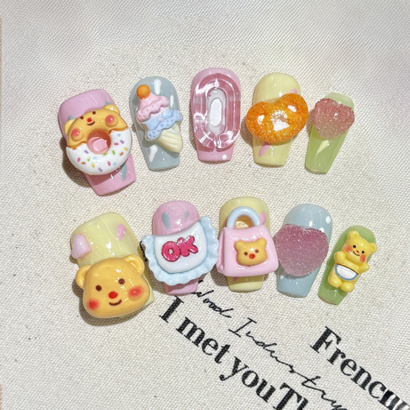Ballerina Short Nails Cute Cartoon 3D Kawaii Character