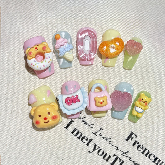 Ballerina Short Nails Cute Cartoon 3D Kawaii Character
