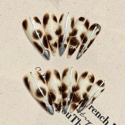 Stiletto Long Nails Leopard Print Handmade Press On Animal Pattern Fashion