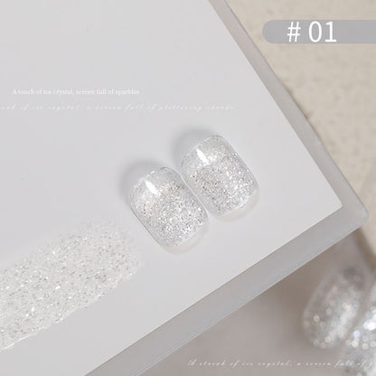 9 Color Ice Crystal Glitter Gel Nail Polish 15ml Shattered Diamond Sparkle Jelly UV LED