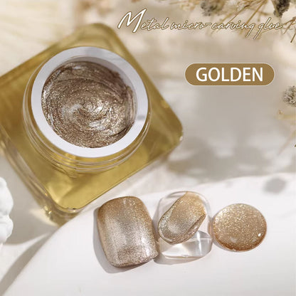 High Density Japanese Style Paintable 3D Relief Painted Pull Wire Nail Polish Set Metallic Carving Gel