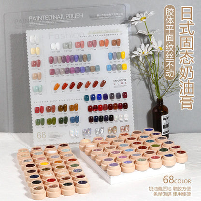 68 Colors 8g Oil Painting No-Wipe Patting Gel, Silk Smooth Natural Gradient Long-Lasting Sponge Nail Gel