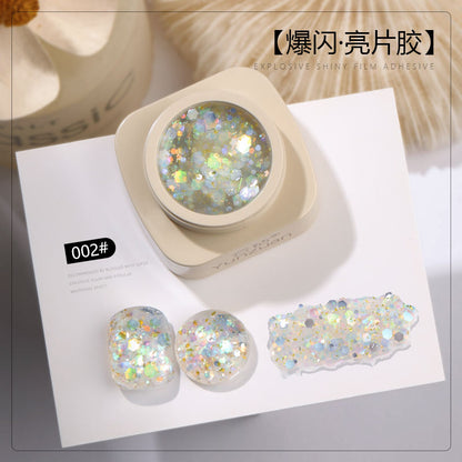 9 Colors Monet Garden Series High Brightness Glitter Sequin UV Nail Gel Set