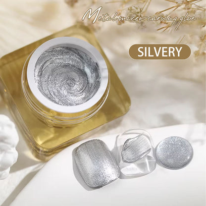 High Density Japanese Style Paintable 3D Relief Painted Pull Wire Nail Polish Set Metallic Carving Gel