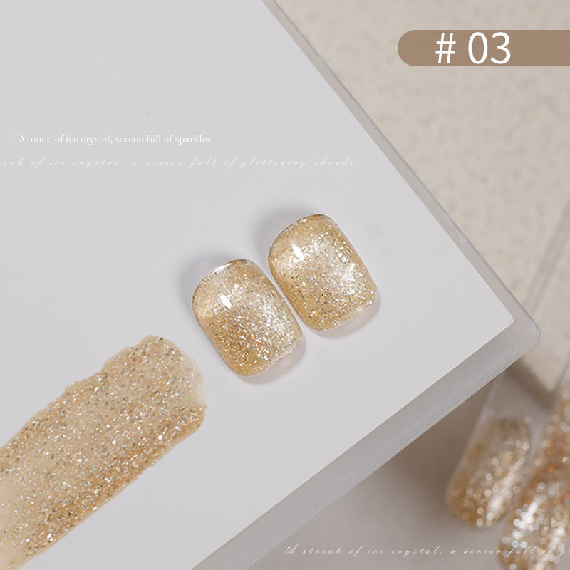 9 Color Ice Crystal Glitter Gel Nail Polish 15ml Shattered Diamond Sparkle Jelly UV LED
