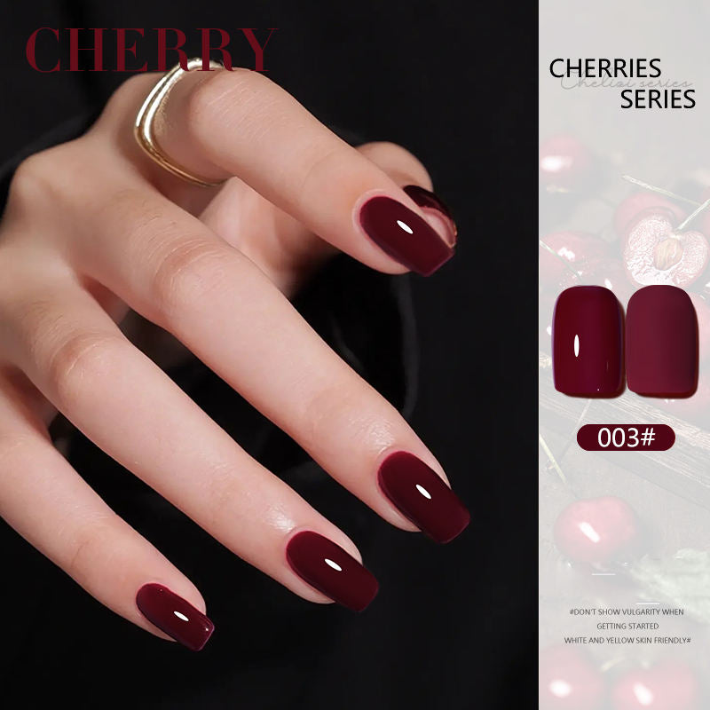 6 Color 15ml Salon Grade Non-Wipe Matte Cherry Red UV LED Nail Gel Set