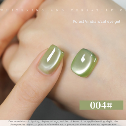10 Colors 15ml Cloud Diamond Forest Green Cat Eye UV Nail Gel, Shiny Long Lasting Salon Grade