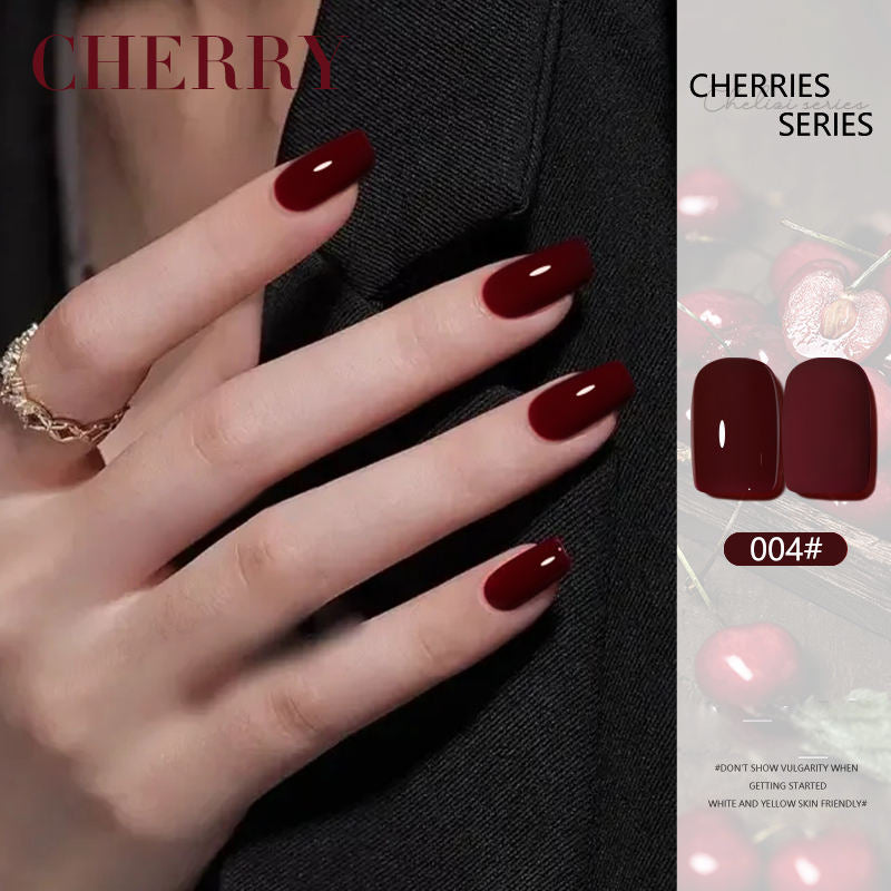 6 Color 15ml Salon Grade Non-Wipe Matte Cherry Red UV LED Nail Gel Set