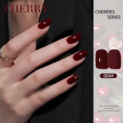 6 Color 15ml Salon Grade Non-Wipe Matte Cherry Red UV LED Nail Gel Set