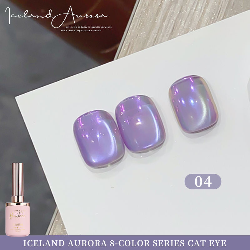 8 Colors 15ml Non-Toxic Long Lasting Ice Transparent Aurora Glass Beads Cat Eye Nail Gel