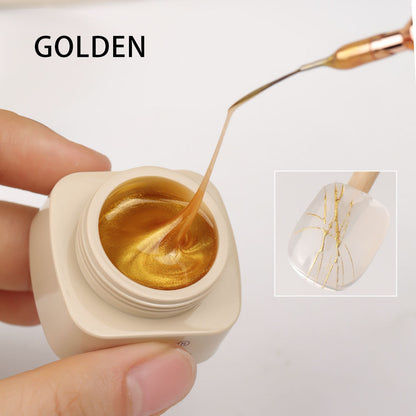 High Density Japanese Style Paintable 3D Relief Painted Pull Wire Nail Polish Set Metallic Carving Gel