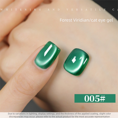 10 Colors 15ml Cloud Diamond Forest Green Cat Eye UV Nail Gel, Shiny Long Lasting Salon Grade