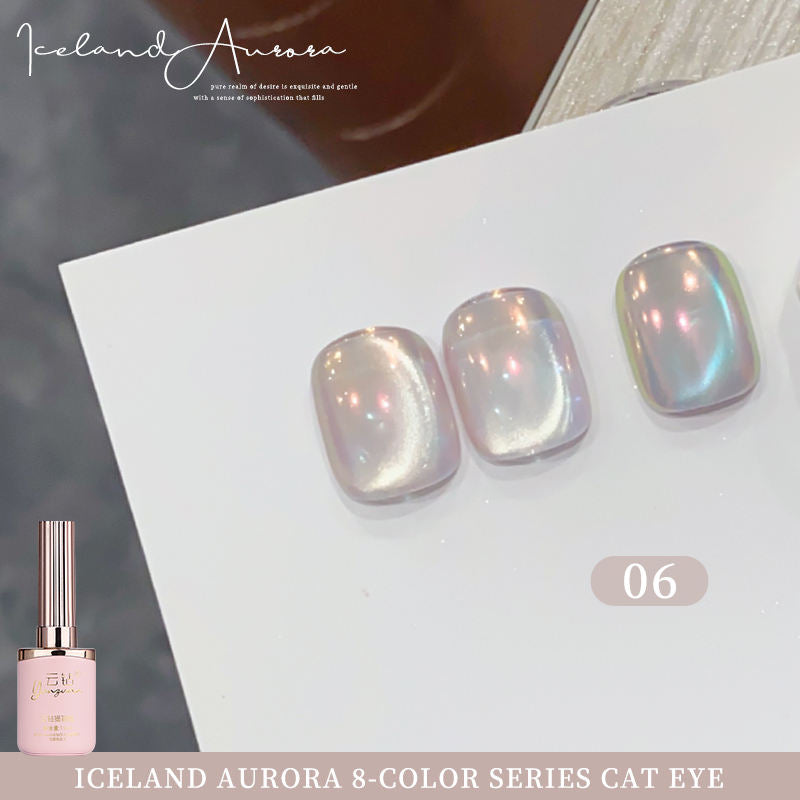 8 Colors 15ml Non-Toxic Long Lasting Ice Transparent Aurora Glass Beads Cat Eye Nail Gel