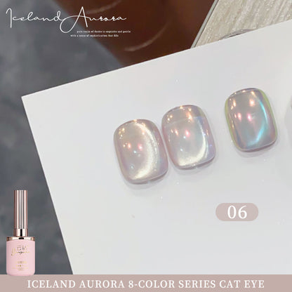 8 Colors 15ml Non-Toxic Long Lasting Ice Transparent Aurora Glass Beads Cat Eye Nail Gel