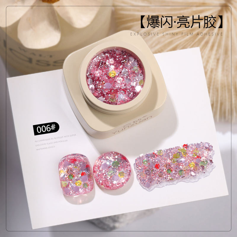 9 Colors Monet Garden Series High Brightness Glitter Sequin UV Nail Gel Set