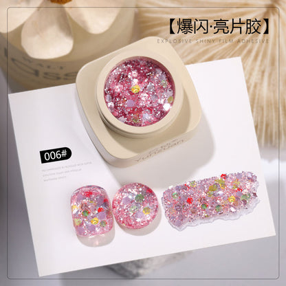 9 Colors Monet Garden Series High Brightness Glitter Sequin UV Nail Gel Set