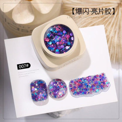 9 Colors Monet Garden Series High Brightness Glitter Sequin UV Nail Gel Set