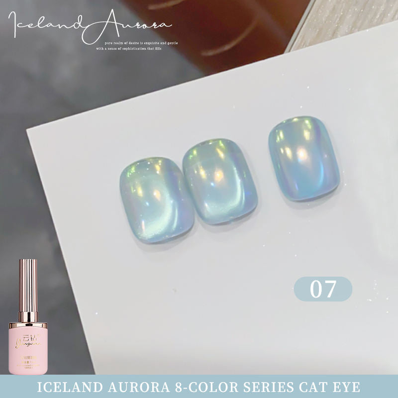 8 Colors 15ml Non-Toxic Long Lasting Ice Transparent Aurora Glass Beads Cat Eye Nail Gel