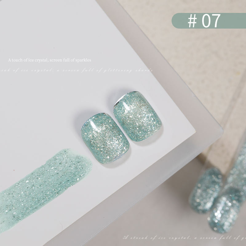 9 Color Ice Crystal Glitter Gel Nail Polish 15ml Shattered Diamond Sparkle Jelly UV LED