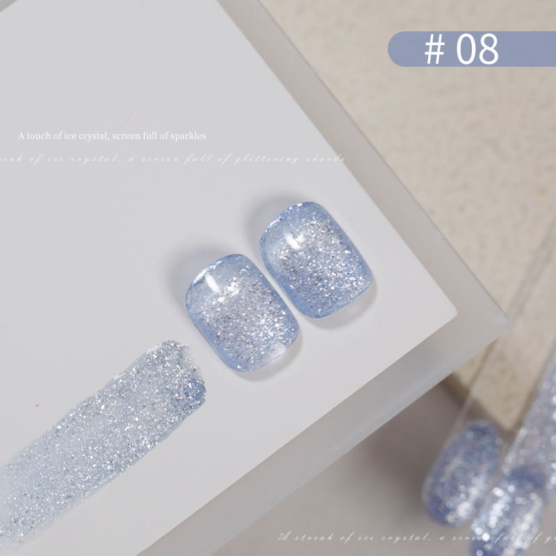 9 Color Ice Crystal Glitter Gel Nail Polish 15ml Shattered Diamond Sparkle Jelly UV LED