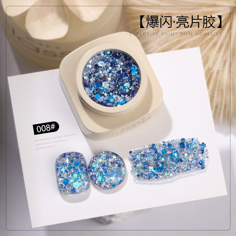 9 Colors Monet Garden Series High Brightness Glitter Sequin UV Nail Gel Set