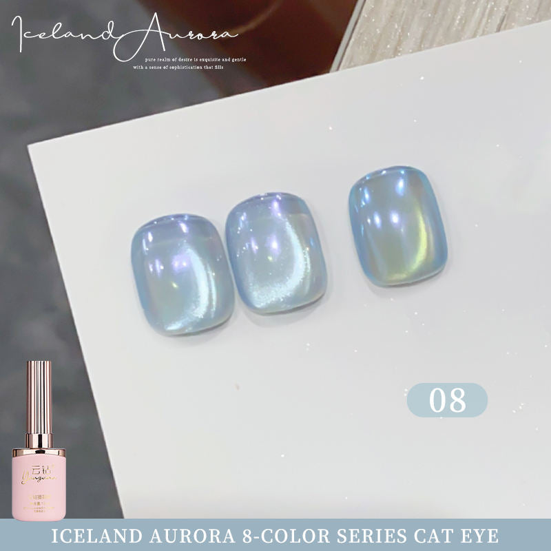 8 Colors 15ml Non-Toxic Long Lasting Ice Transparent Aurora Glass Beads Cat Eye Nail Gel
