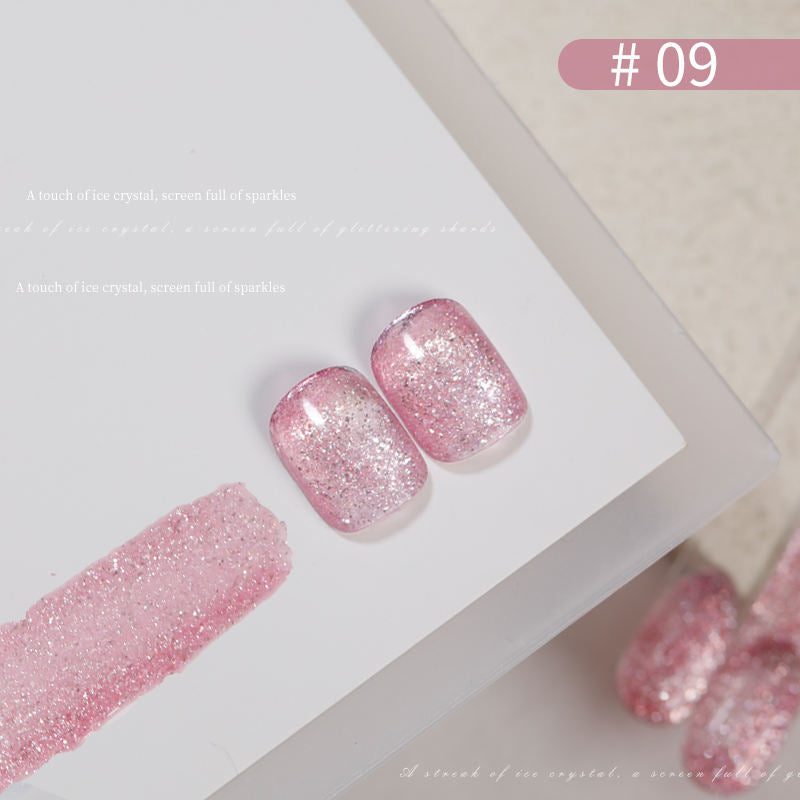 9 Color Ice Crystal Glitter Gel Nail Polish 15ml Shattered Diamond Sparkle Jelly UV LED