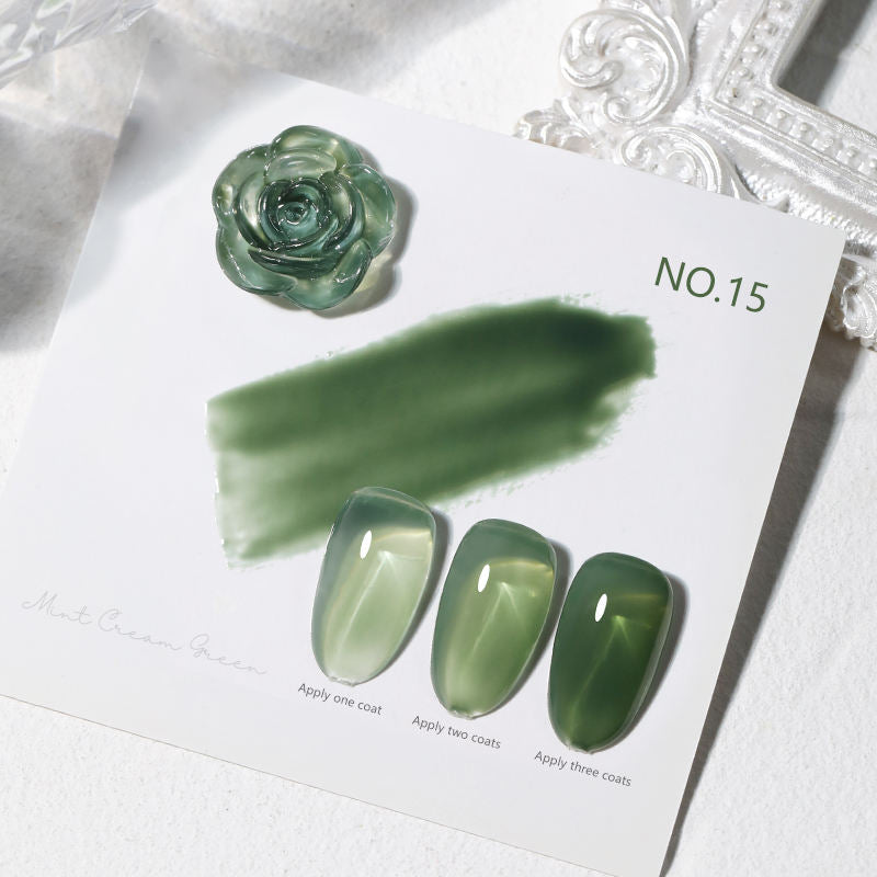 16 Color 15ml Mint Cream Green High Pigment Long Lasting Salon Grade Soak Off UV LED Nail Gel