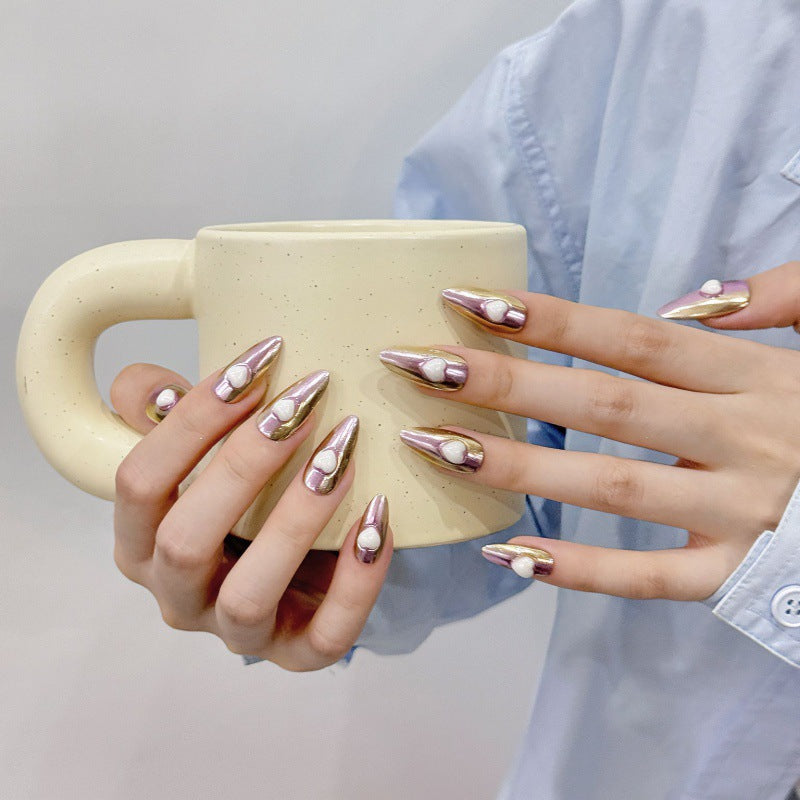 Stunning Mirror Chrome Press-On Nails - Rose Gold Almond Shape, Salon-Grade Materials, Easy 15-Minute Application