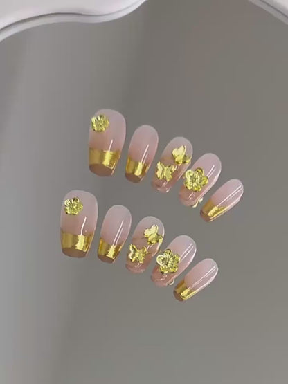 Coffin & Alomond Medium Press On Nails for Lucky Charm Elegance