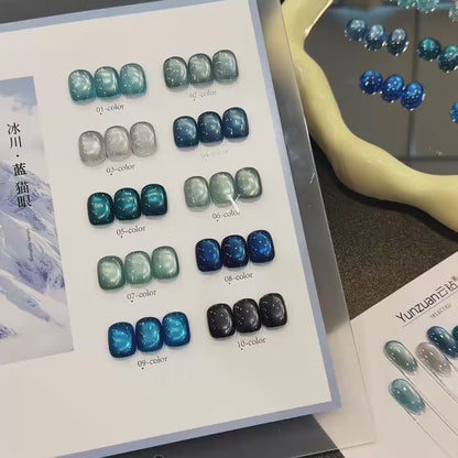 10 Colors 15ml Reflective Glacial Azure Cat Eye UV Nail Gel, Designer Style with Magnet
