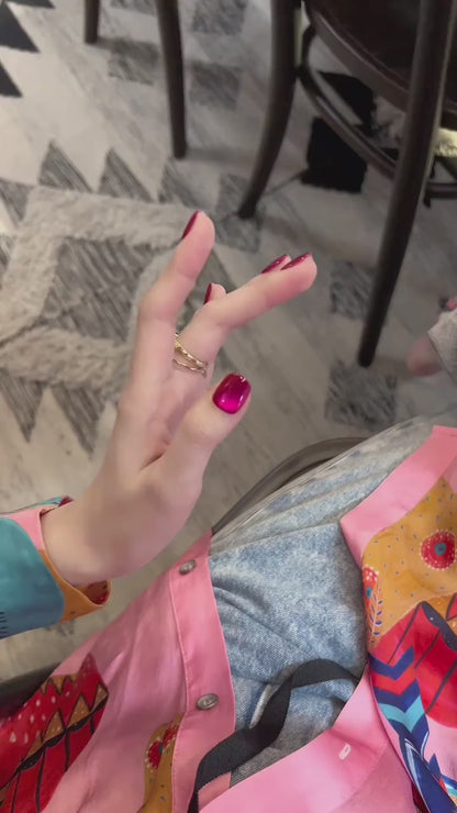 Squoval Nails - Magenta Pink Chrome Mirror Gloss Glam